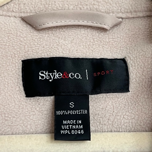 Style&Co Sport Fleece Jacket, Quilt Work details, Ivory/Cream - Picture 6 of 6